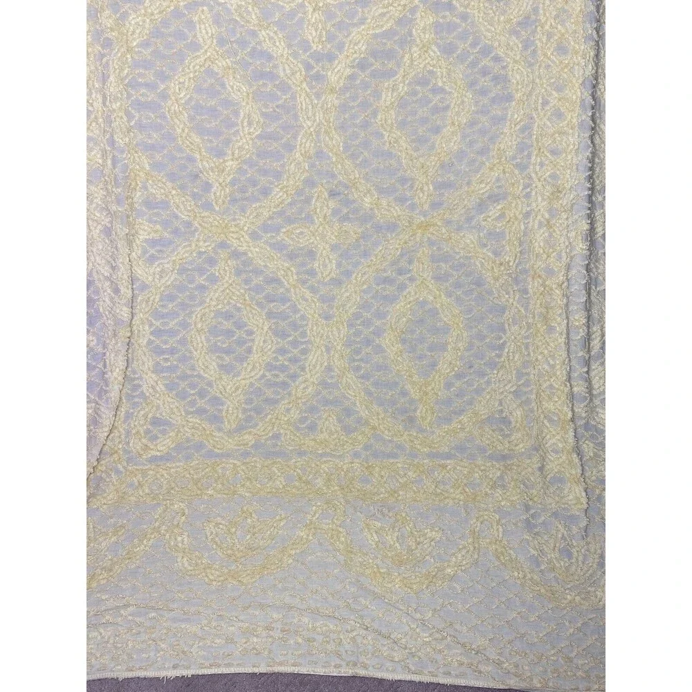 Vtg Twin‎ Yellow Floral Chenille Bedspread 92x108